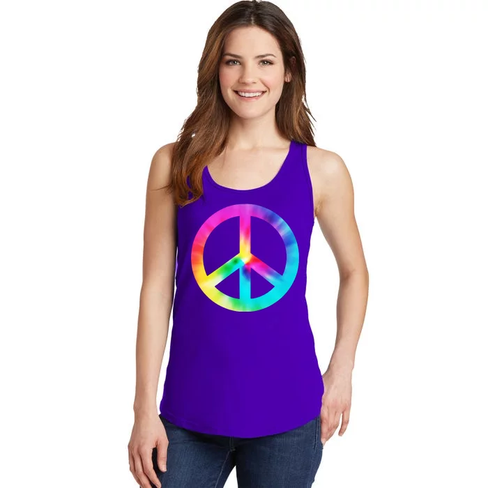 Trippy Rainbow Peace Sign Ladies Essential Tank