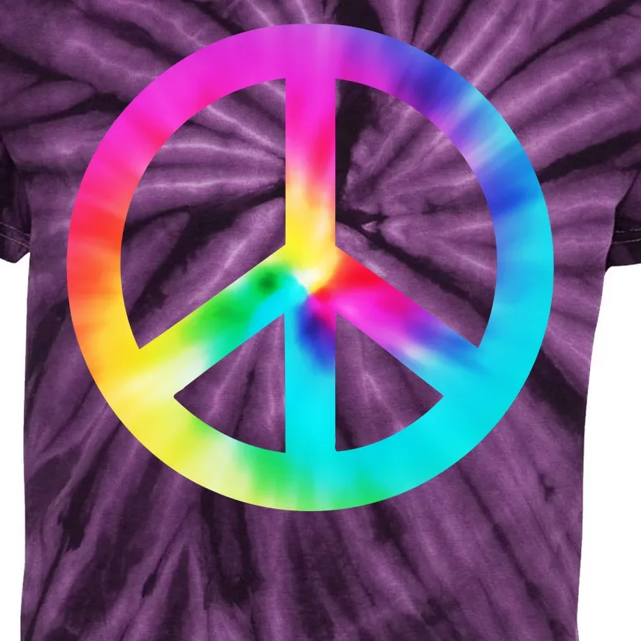 Trippy Rainbow Peace Sign Kids Tie-Dye T-Shirt