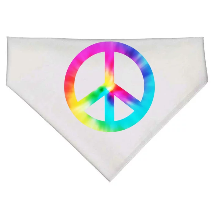 Trippy Rainbow Peace Sign USA-Made Doggie Bandana