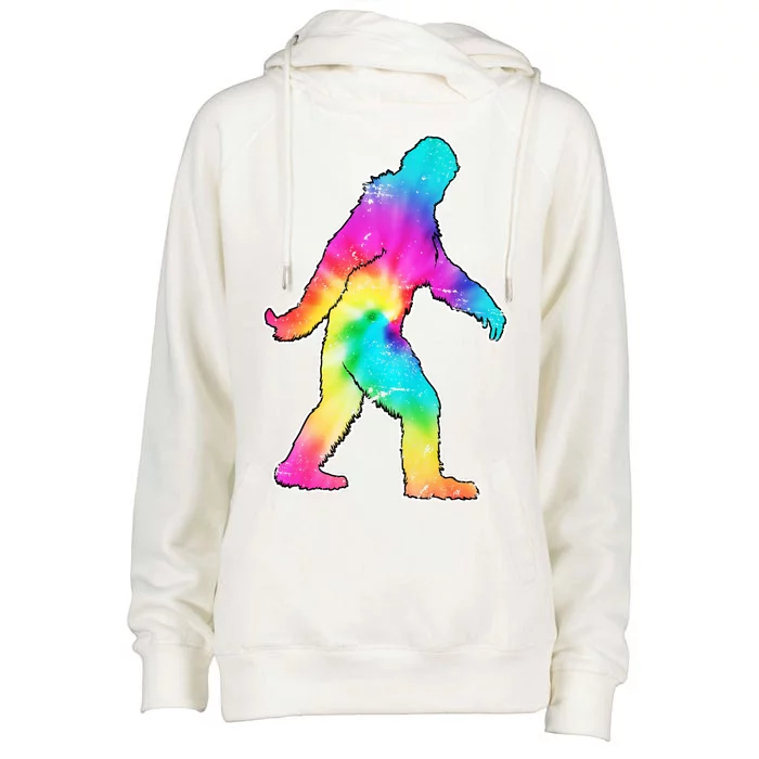 Trippy Sasquatch Tie Dye Colorful Bigfoot Womens Funnel Neck Pullover Hood