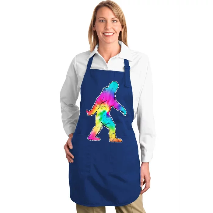 Trippy Sasquatch Tie Dye Colorful Bigfoot Full-Length Apron With Pocket