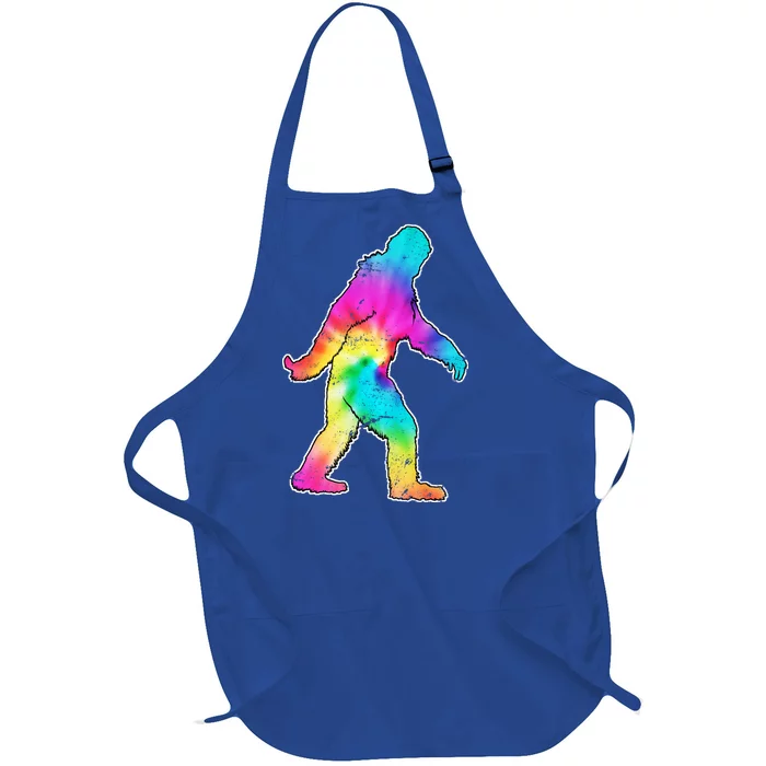 Trippy Sasquatch Tie Dye Colorful Bigfoot Full-Length Apron With Pocket