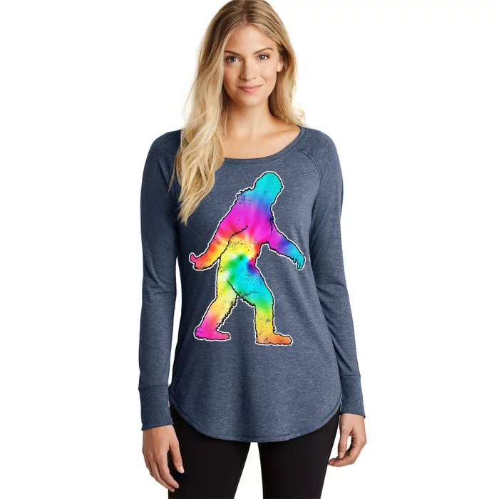 Trippy Sasquatch Tie Dye Colorful Bigfoot Women's Perfect Tri Tunic Long Sleeve Shirt