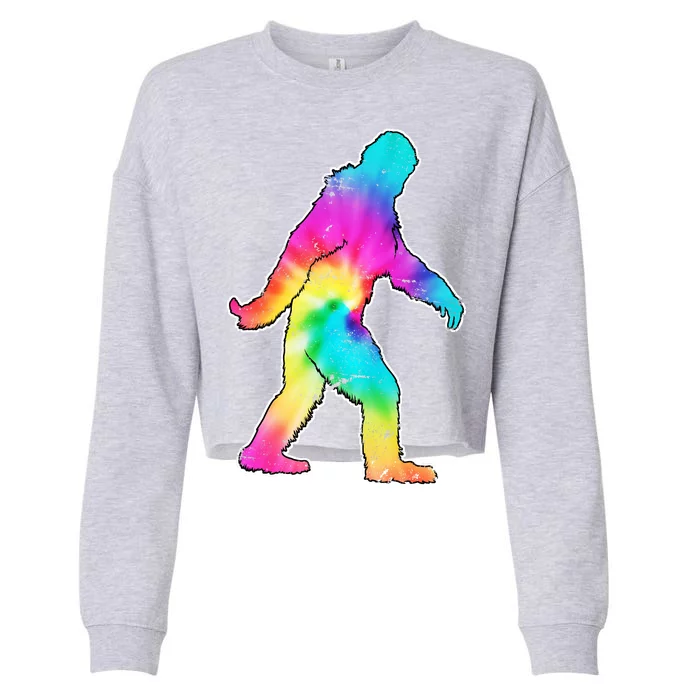 Trippy Sasquatch Tie Dye Colorful Bigfoot Cropped Pullover Crew