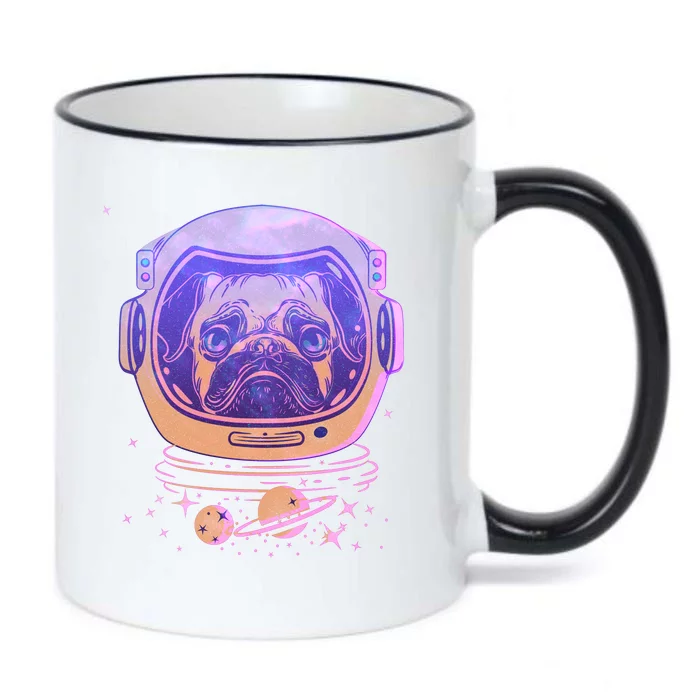 Trippy Space Colors Astronaut Pug Dog Black Color Changing Mug