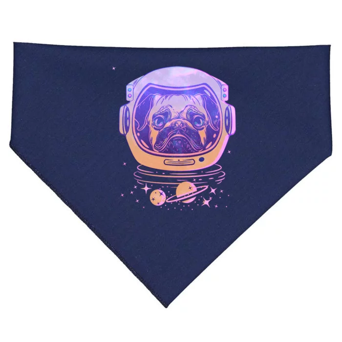 Trippy Space Colors Astronaut Pug Dog USA-Made Doggie Bandana