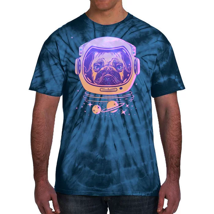 Trippy Space Colors Astronaut Pug Dog Tie-Dye T-Shirt