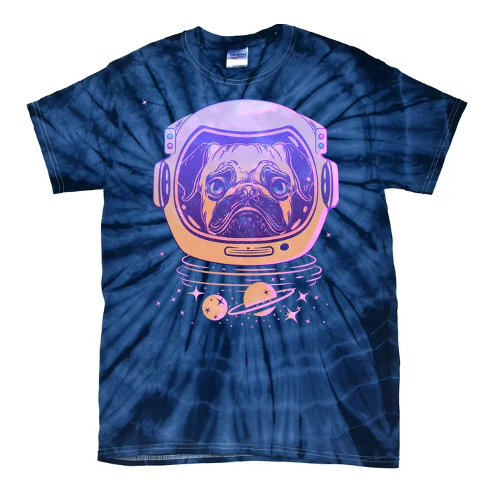 Trippy Space Colors Astronaut Pug Dog Tie-Dye T-Shirt