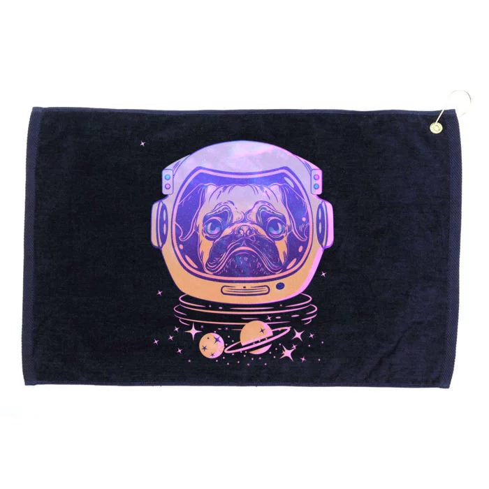 Trippy Space Colors Astronaut Pug Dog Grommeted Golf Towel