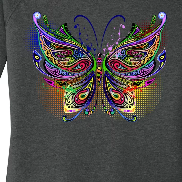 Trippy Variegated Butterfly Women's Perfect Tri Tunic Long Sleeve Shirt