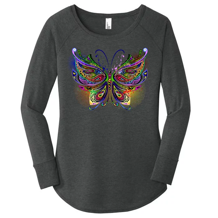 Trippy Variegated Butterfly Women's Perfect Tri Tunic Long Sleeve Shirt