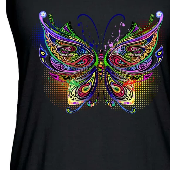 Trippy Variegated Butterfly Ladies Essential Flowy Tank