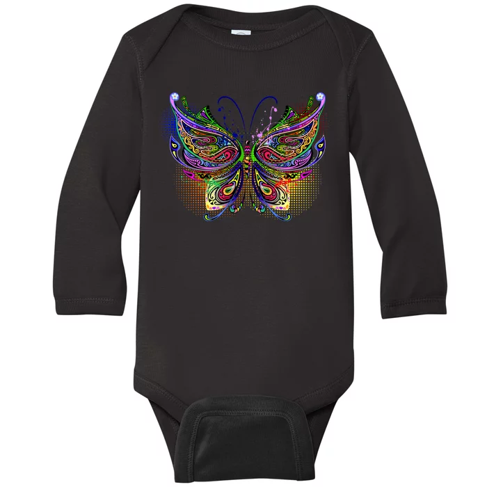 Trippy Variegated Butterfly Baby Long Sleeve Bodysuit