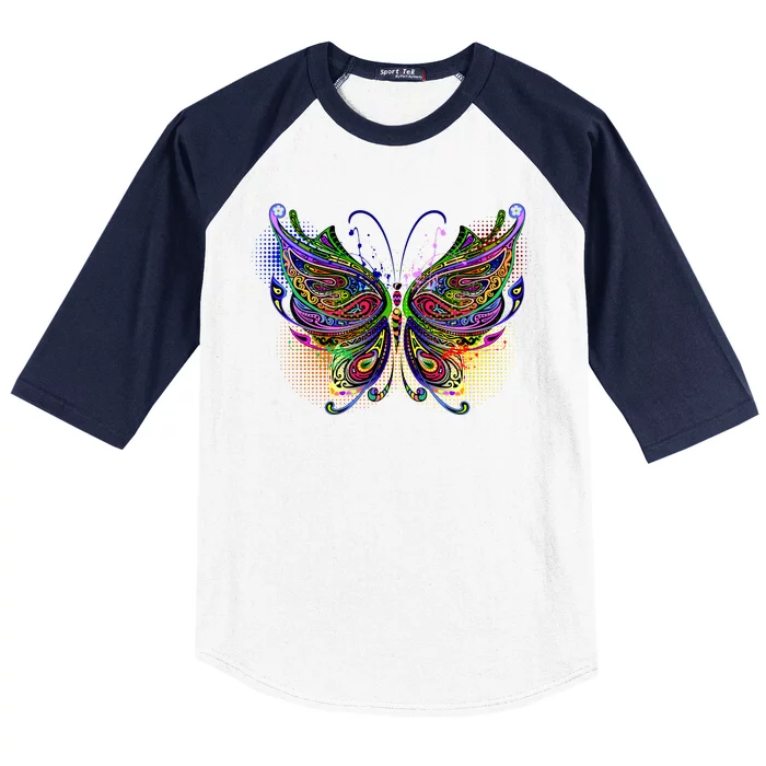 Trippy Variegated Butterfly Baseball Sleeve Shirt