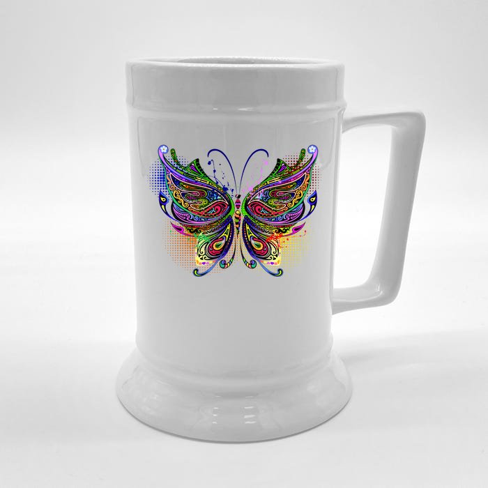 Trippy Variegated Butterfly Front & Back Beer Stein