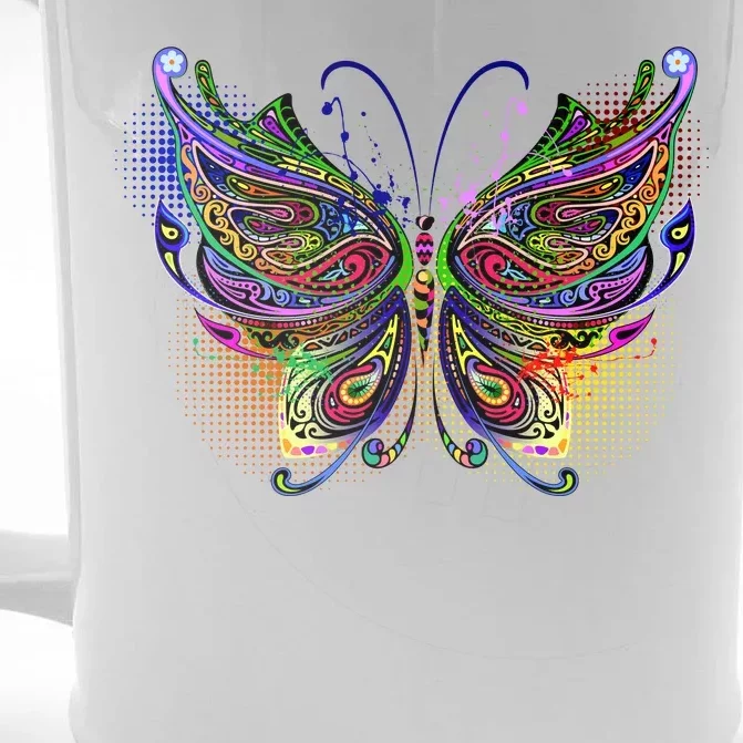 Trippy Variegated Butterfly Front & Back Beer Stein