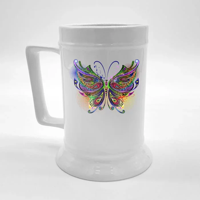 Trippy Variegated Butterfly Front & Back Beer Stein