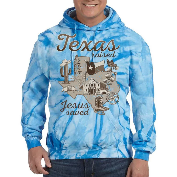 Texas Raised Jesus Saved Tie Dye Hoodie