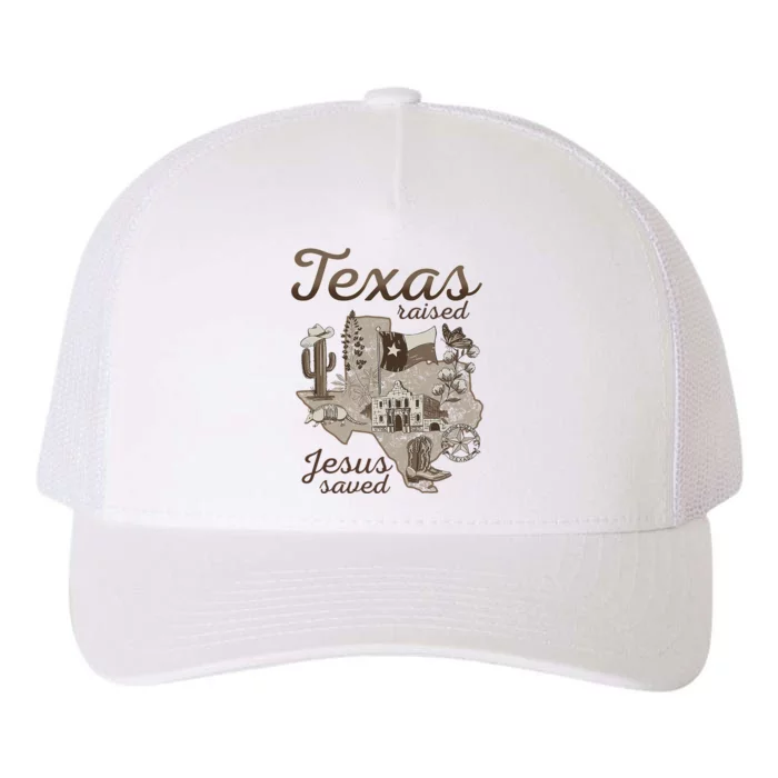 Texas Raised Jesus Saved Yupoong Adult 5-Panel Trucker Hat