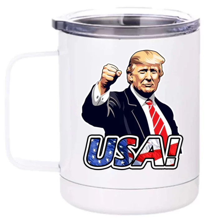 Trump Rally July 2024 Fist Pump Usa Donald Trump Survivor Gift Front & Back 12oz Stainless Steel Tumbler Cup