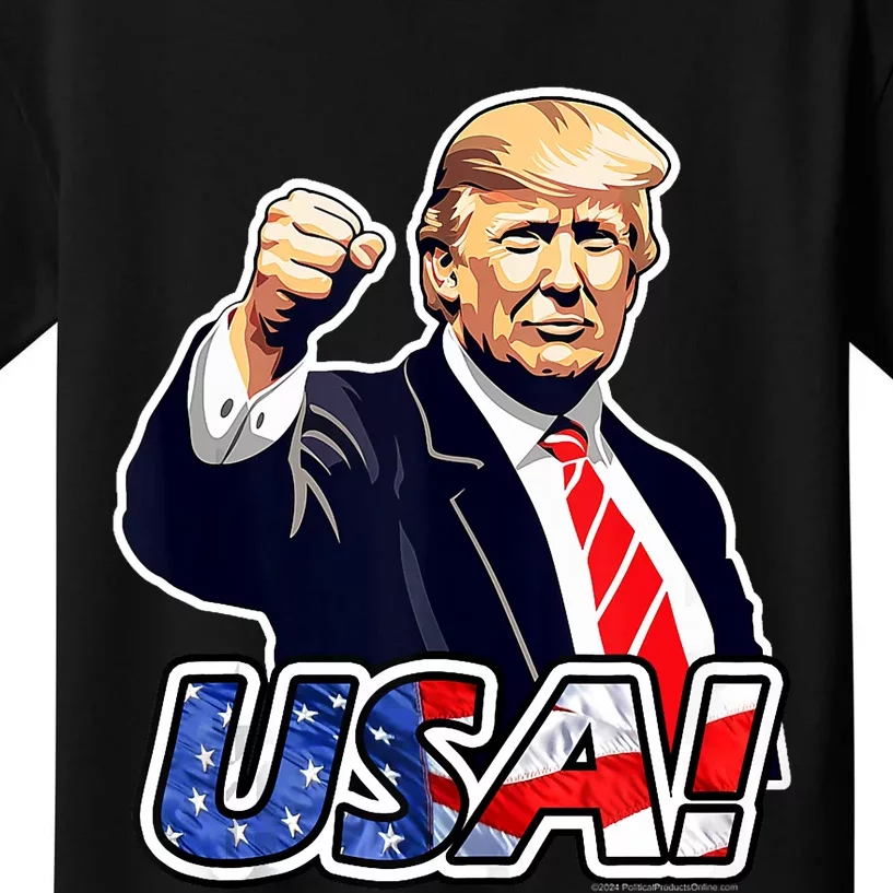 Trump Rally July 2024 Fist Pump Usa Donald Trump Survivor Kids T-Shirt