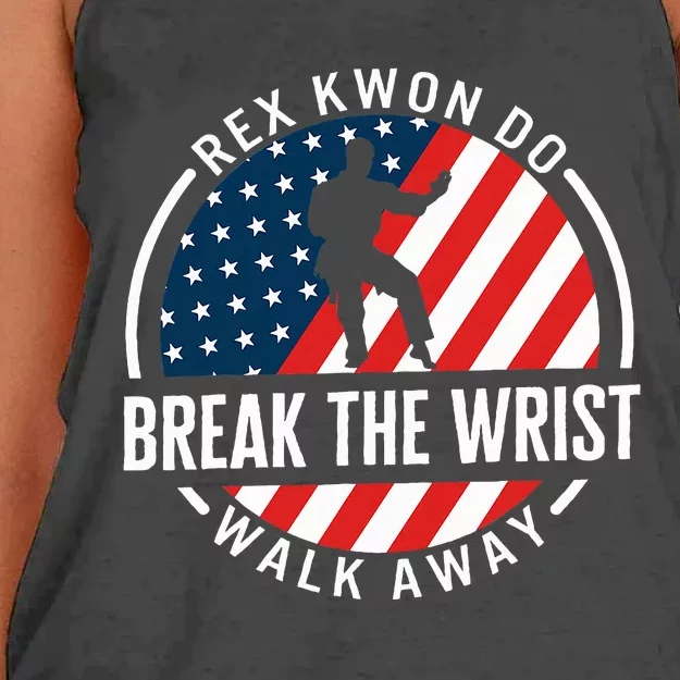 Taekwondo Rex Kwon Do Break The Wrist Walk Away Taekwondo Lo Women's Knotted Racerback Tank