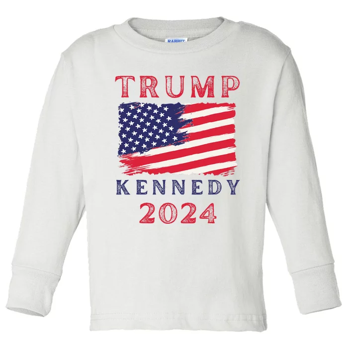 Trump Rfk Kennedy Presidential Campaign American Flag 2024 Toddler Long Sleeve Shirt