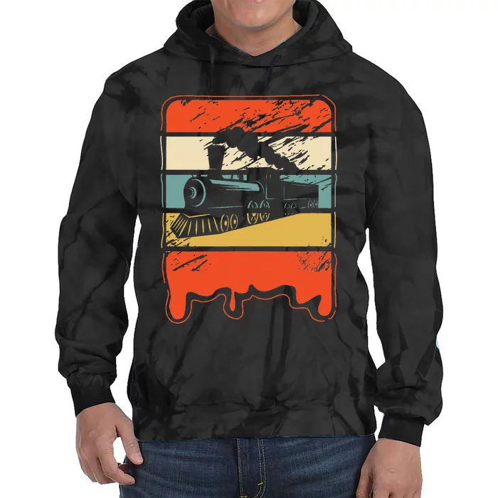 Train Railroad Locomotive Engineer Tie Dye Hoodie