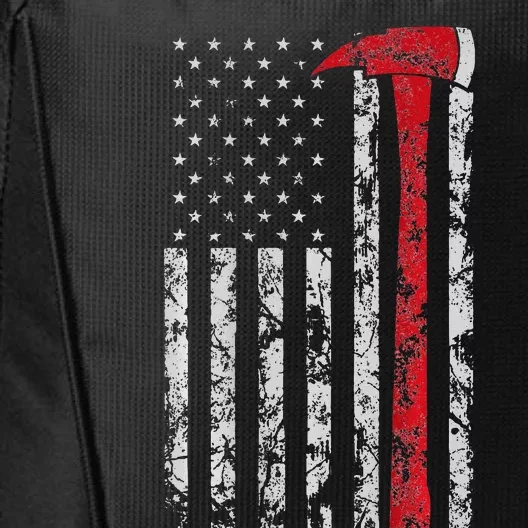 Thin red line Axe American flag Patriot Firefighter gift City Backpack