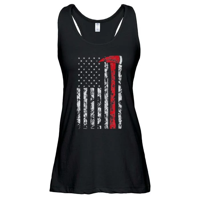 Thin red line Axe American flag Patriot Firefighter gift Ladies Essential Flowy Tank