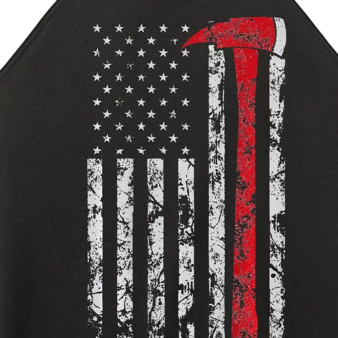 Thin red line Axe American flag Patriot Firefighter gift Women’s Perfect Tri Rocker Tank