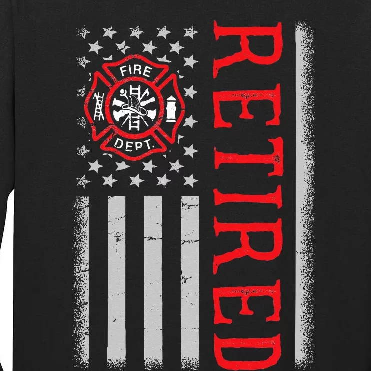 Thin Red Line Firefighter American Flag Retired Gift Tall Long Sleeve T-Shirt