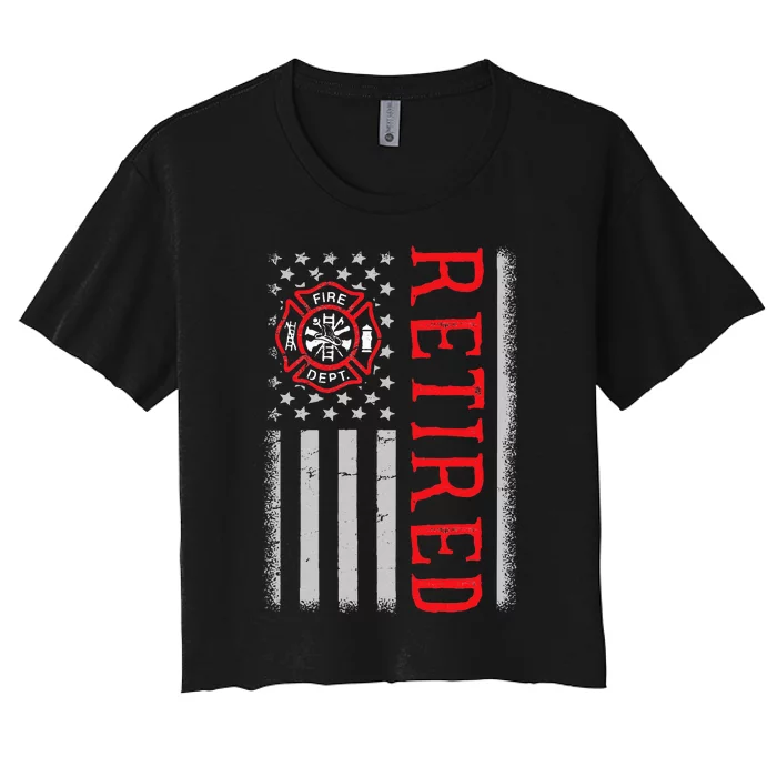 Thin Red Line Firefighter American Flag Retired Gift Women's Crop Top Tee