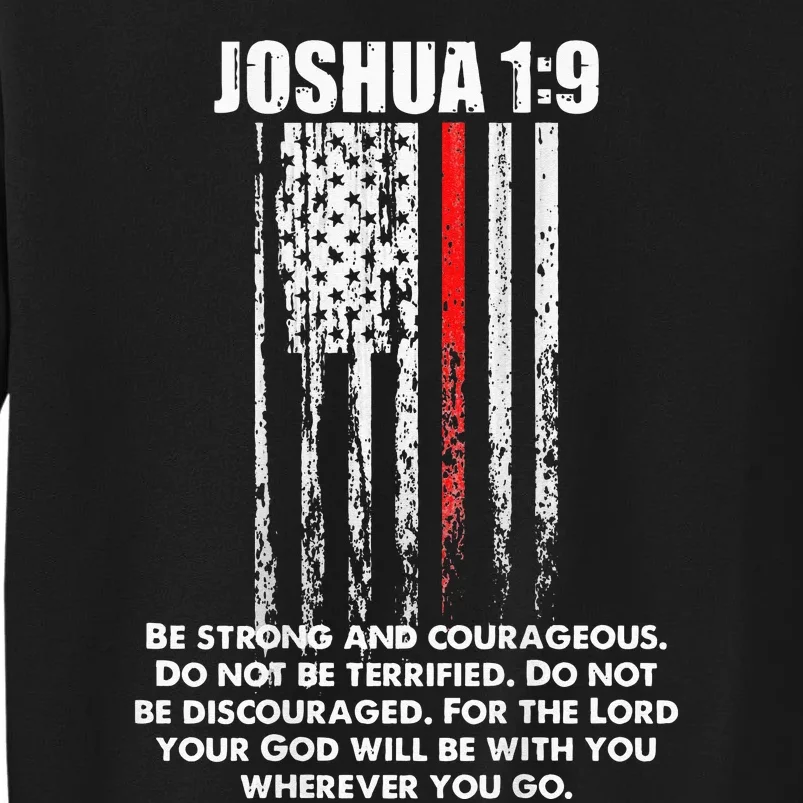 Thin Red Line Firefighter Bible Verse Christian Tall Sweatshirt