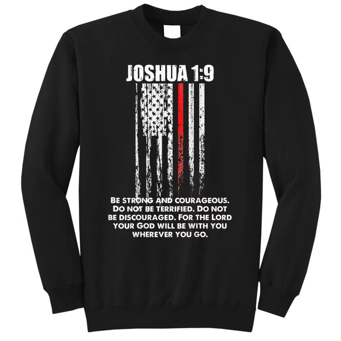 Thin Red Line Firefighter Bible Verse Christian Tall Sweatshirt