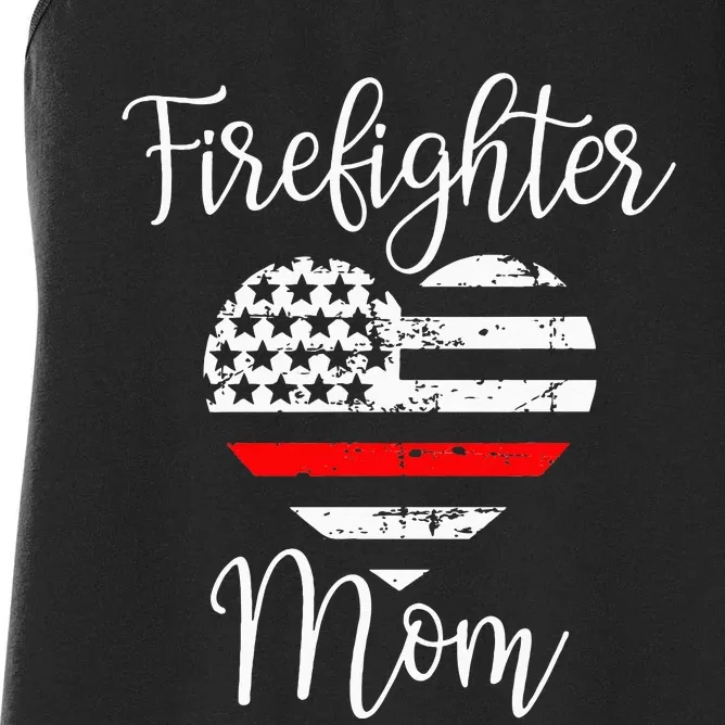 Thin Red Line Firefighter Mom Gift from Son Fireman Gift Women's Racerback Tank