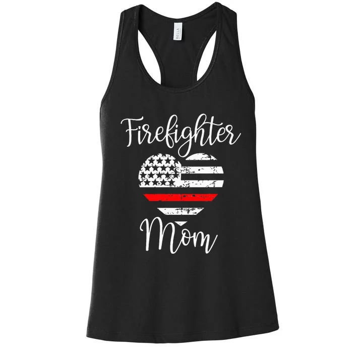 Thin Red Line Firefighter Mom Gift from Son Fireman Gift Women's Racerback Tank