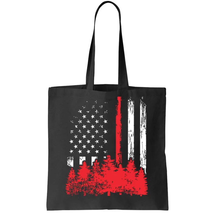 Thin Red Line American Flag Wildland Firefighter Shirts Gift Tote Bag