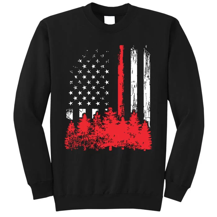 Thin Red Line American Flag Wildland Firefighter Shirts Gift Tall Sweatshirt