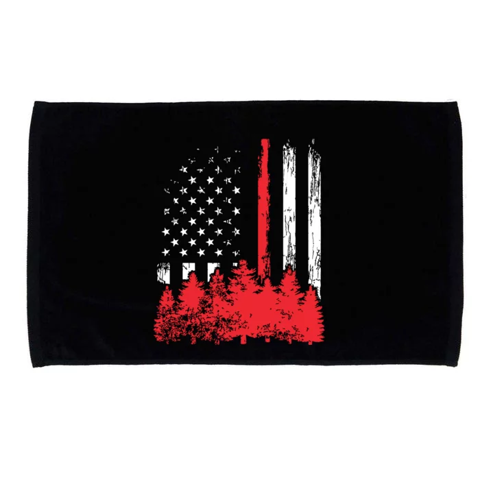 Thin Red Line American Flag Wildland Firefighter Shirts Gift Microfiber Hand Towel