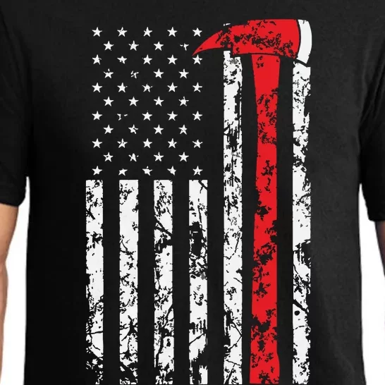 Thin Red Line Axe American Flag Patriot Firefighter Gift Pajama Set