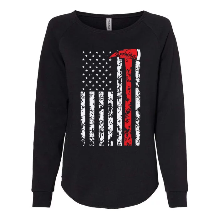 Thin Red Line Axe American Flag Patriot Firefighter Gift Womens California Wash Sweatshirt