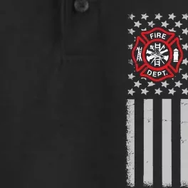 Thin Red Line Firefighter American Flag Retired Gift Dry Zone Grid Performance Polo