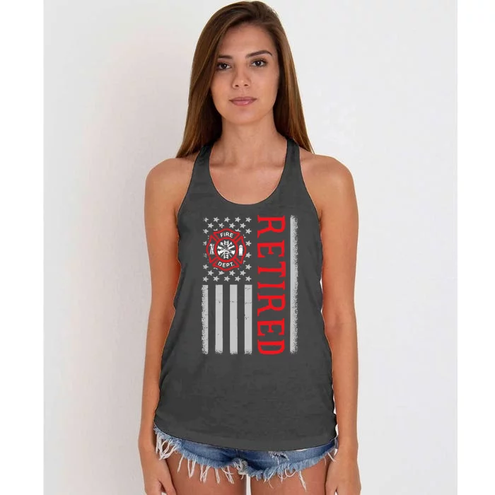 Thin Red Line Firefighter American Flag Retired Gift Women's Knotted Racerback Tank