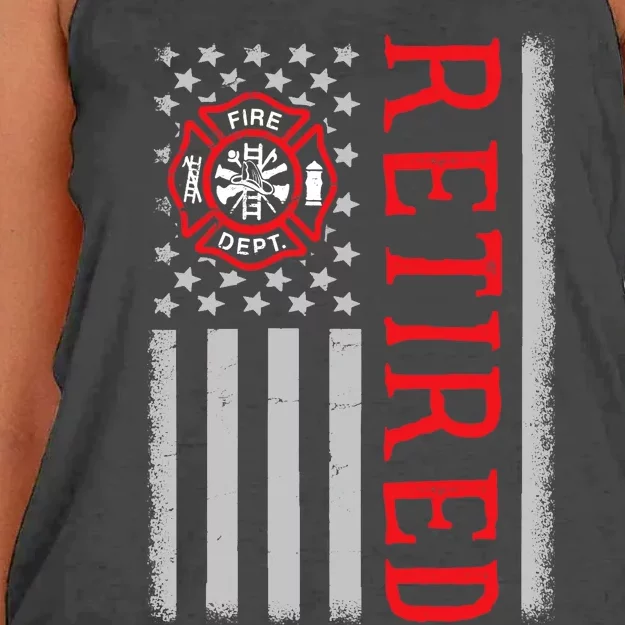 Thin Red Line Firefighter American Flag Retired Gift Women's Knotted Racerback Tank