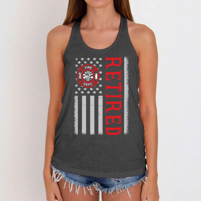 Thin Red Line Firefighter American Flag Retired Gift Women's Knotted Racerback Tank