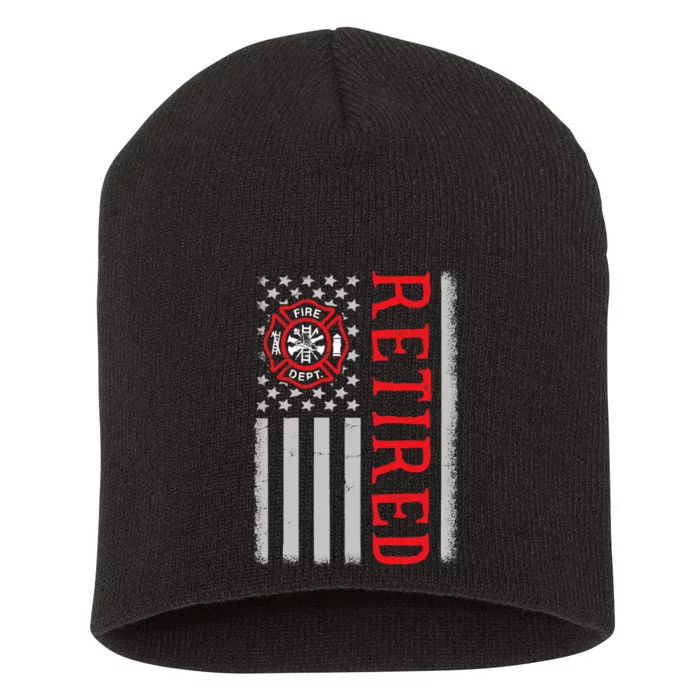 Thin Red Line Firefighter American Flag Retired Gift Short Acrylic Beanie