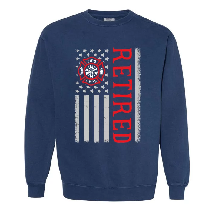 Thin Red Line Firefighter American Flag Retired Gift Garment-Dyed Sweatshirt