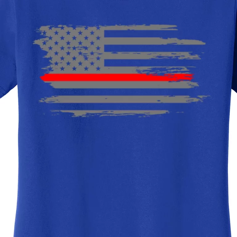 Thin Red Line Fire Fire And Rescue American Flag Gift Women's T-Shirt