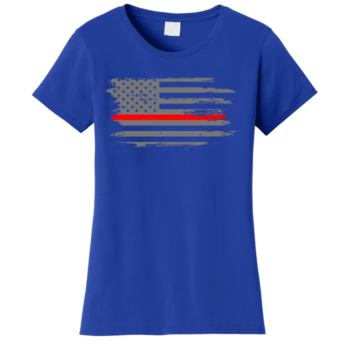 Thin Red Line Fire Fire And Rescue American Flag Gift Women's T-Shirt